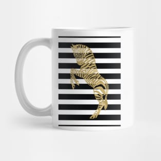 Zebra in Gold, Black and White Stripe Mug